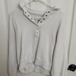 Aerie White Button-Up Sweatshirt